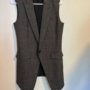 Theory Size 4 Gray Red Checkered Blazer Vest